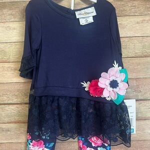 Rare Editions Navy and Pink Floral Kids Matching Set